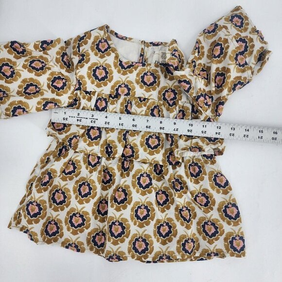 Peek Girls Boho Patterned Ruffled Front Cotton 3/4 Sleeve Blouse Size M 6-7 - Picture 9 of 10